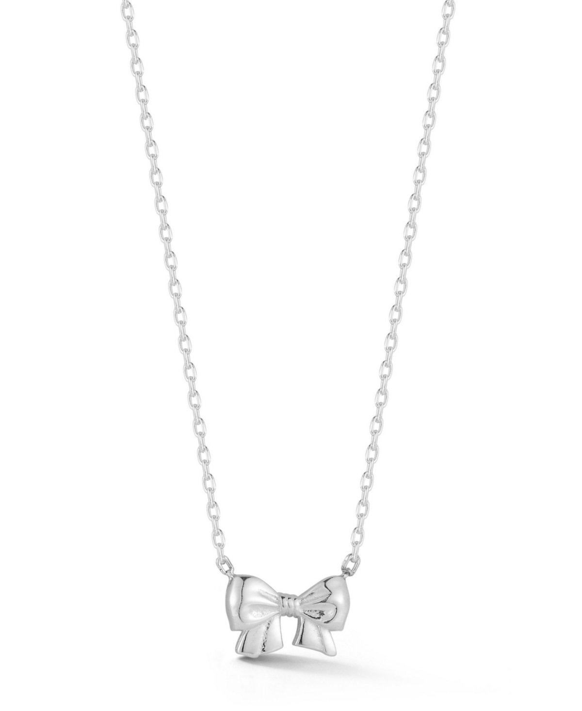 Sterling Silver Dainty Puffed Bow Necklace - Gold