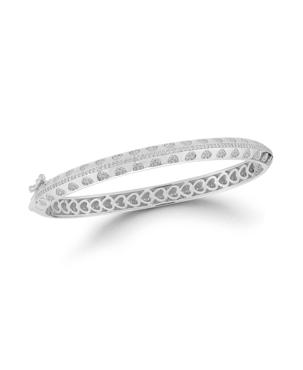 Sterling Silver Mini Heart Bangle Bracelet - Silver