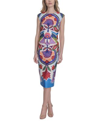 Vince Camuto - Women's Boat-Neck Bodycon Sleeveless Dress