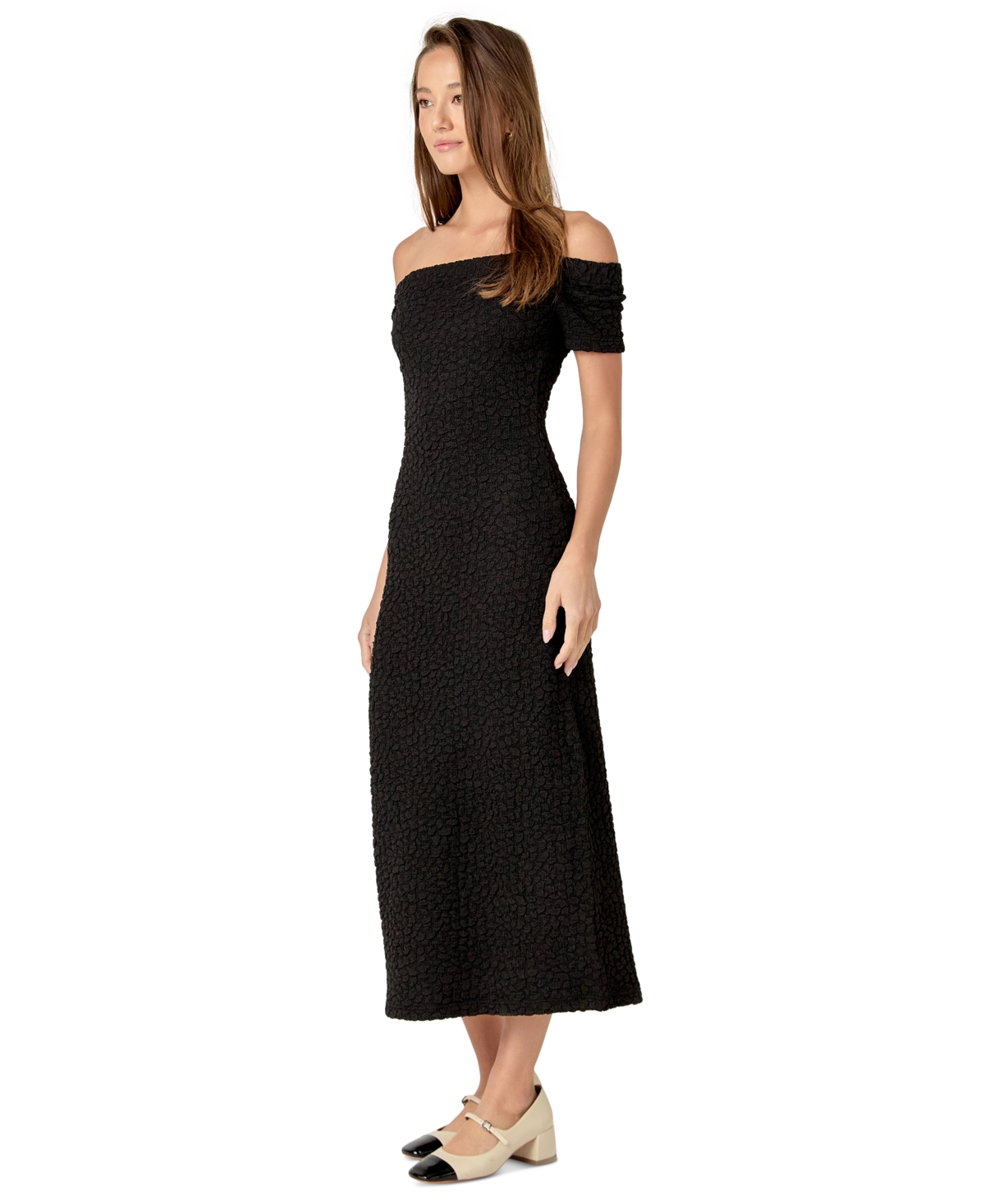 ENGLISH FACTORY WOMEN'S TEXTURED OFF-THE-SHOULDER SHEATH DRESS 