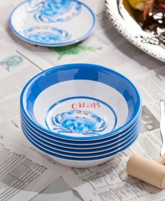 Beach House Crab Melamine 6-Pc. All-Purpose Bowls, Service For 6
