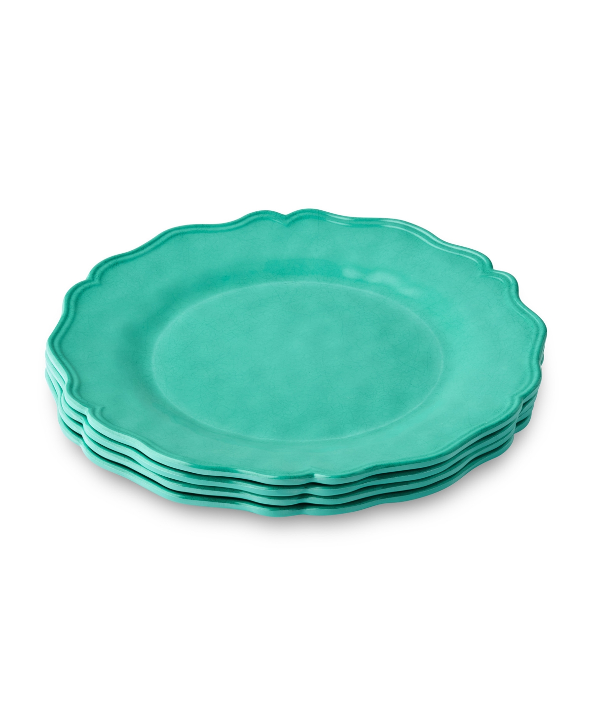 Isabella Crackle Melamine 4-Pc. Dinner Plates, Service for 4 - Teal