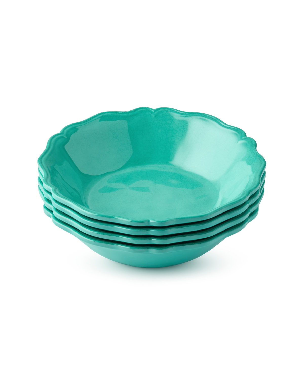 Isabella Crackle Melamine 4-Pc. All-Purpose Bowls, Service for 4 - Teal