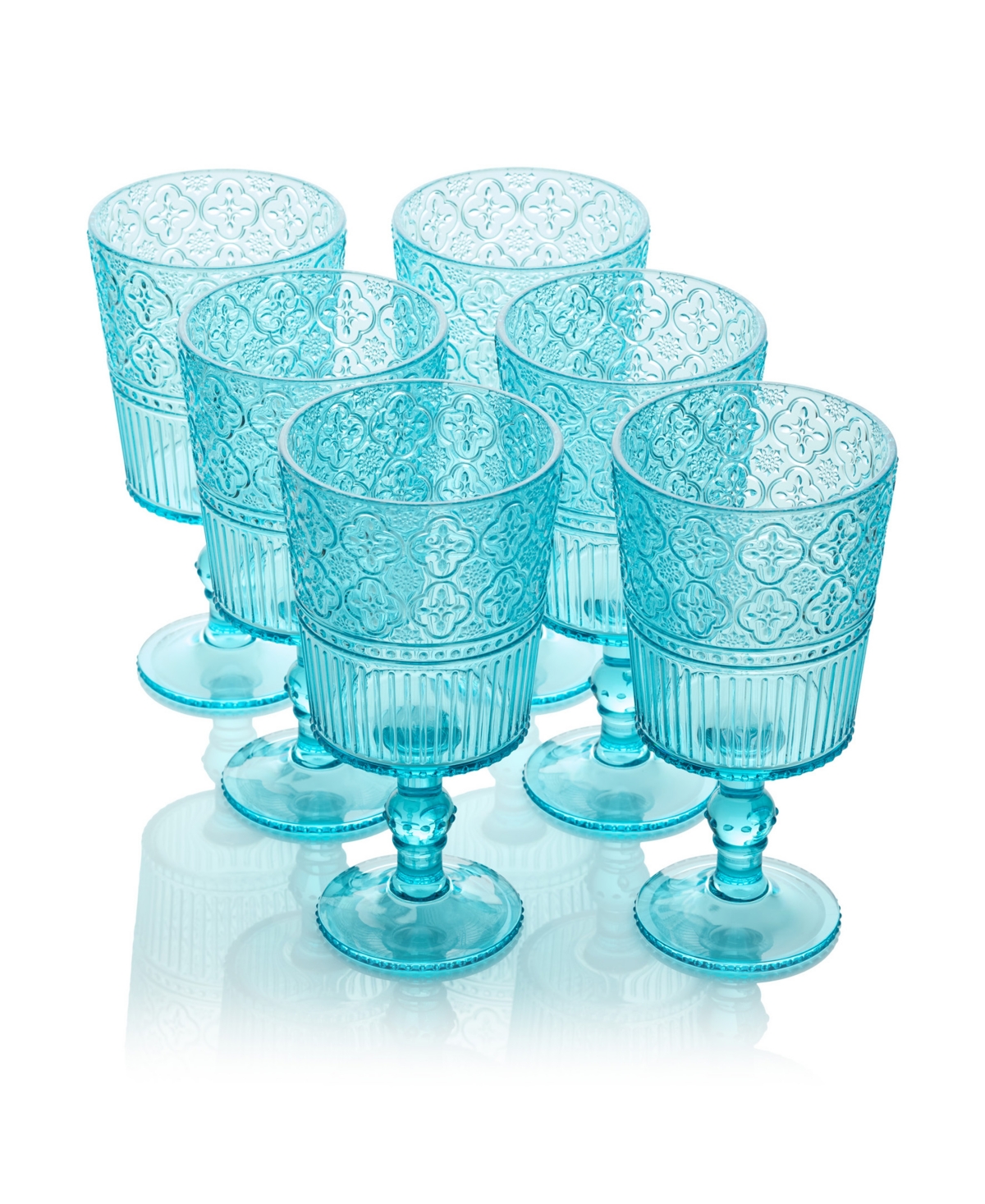 Certified International Set Of 6 Victoria 14oz Acrylic All Purpose Goblets In Aqua