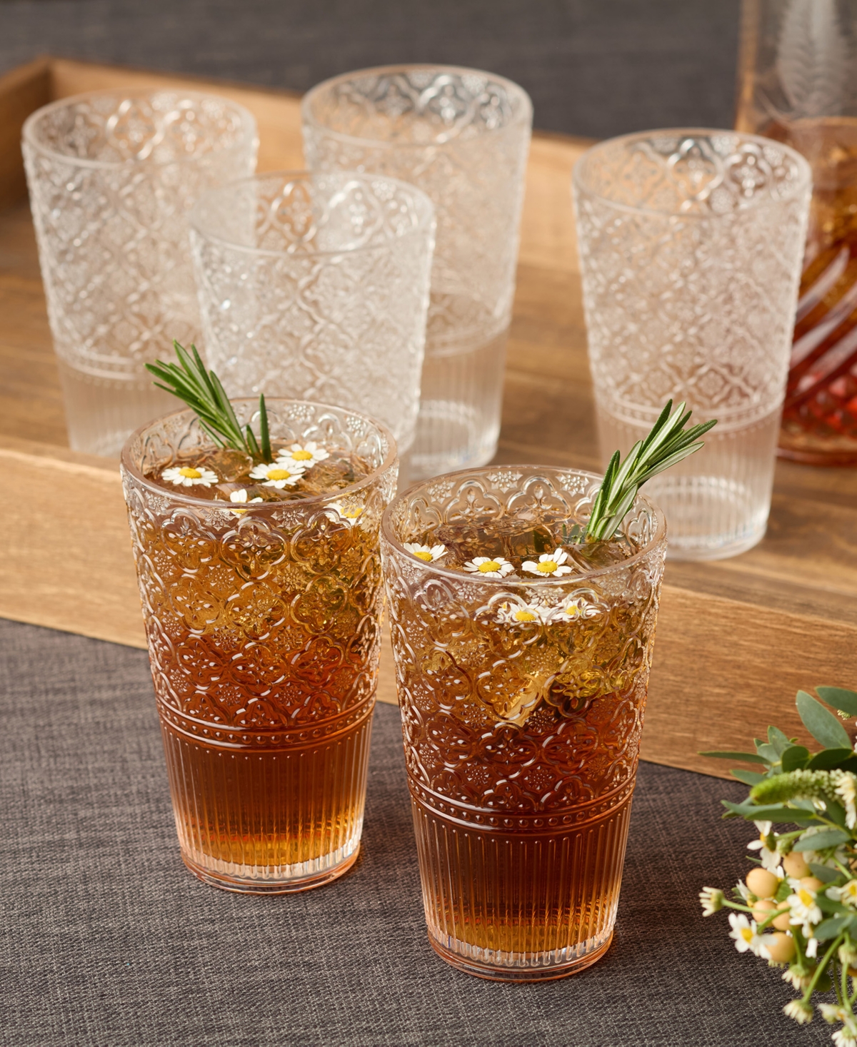 Certified International Set Of 6 Santa Fe 22oz Acrylic Ice Tea Glasses In Clear