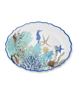 Blue Lagoon Melamine Platters, Set of 2