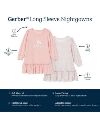 Toddler Girls 2-Pack Short Sleeve Nightgowns, Flamingoes, 5T