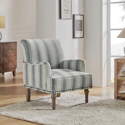 Arching Armchair with Solid Wood Legs and Nailhead Trim