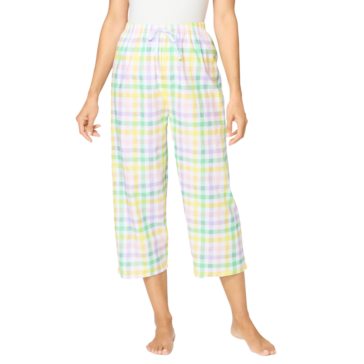 Women's Woven Sleep Capri Pant - Tropical emerald daisy