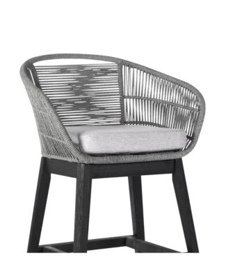 Solid Wood Bar Height Chair with Footrest – Low Back Outdoor Seating for Relaxation