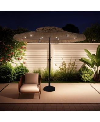 10 Ft Hawaiian Beach Parasol Outdoor Umbrella with Solar Lights