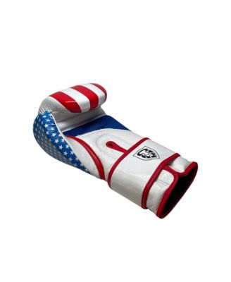 Invincible Fight Gear Hook and Loop Leather Training Boxing Gloves with USA Flag Colors - Ideal for Boxing, Kickboxing, Muay Thai, MMA for Men Women and Kids (16oz)