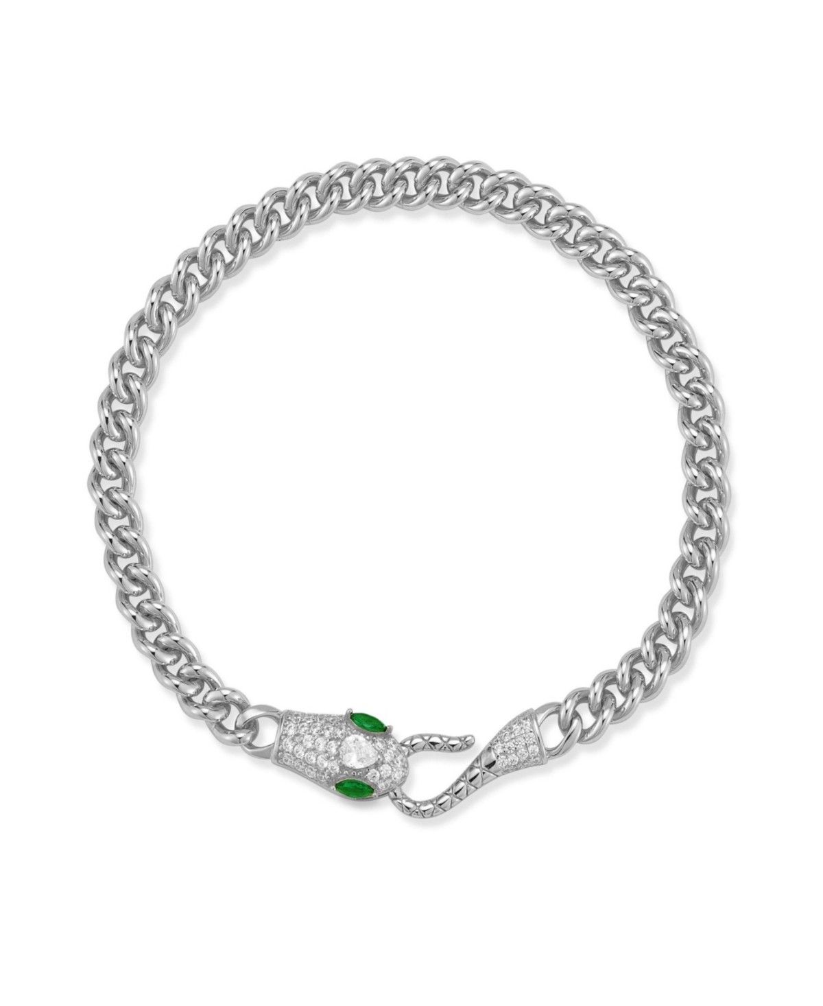 Sterling Silver Snake Curb Chain Bracelet - Gold