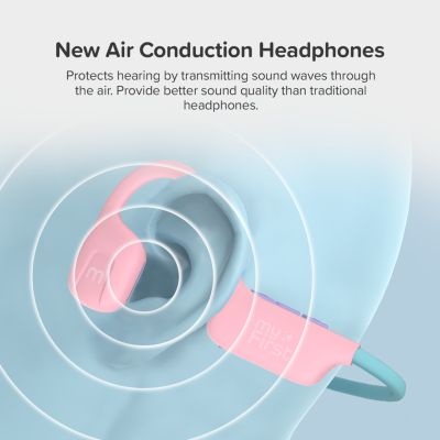 Headphones Airwaves  Air Conduction Open Ear Wireless Bluetooth Headphones with Mic for Kids 4-12, 85dB Safe Limit, Durable, IPX5 Waterproof