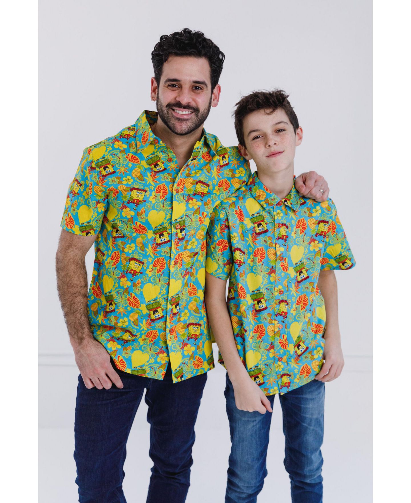Рубашка SpongeBob SquarePants Button Down Dress Shirt для мальчиков, цвет: Синий / Жёлтый — фото 2