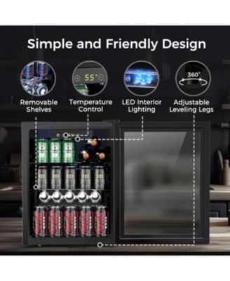 24-Bottle Wine Cooler with Glass Door, Quiet Compressor, Adjustable Temp, Freestanding Mini Bar Fridge.