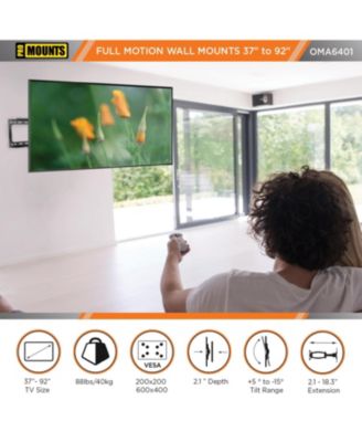 Full Motion TV Wall Mount for TVs 37" to 92" Up to 88 lbs