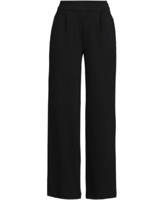 Women's Petite Sport Knit High Rise Pleated Wide Leg Pants