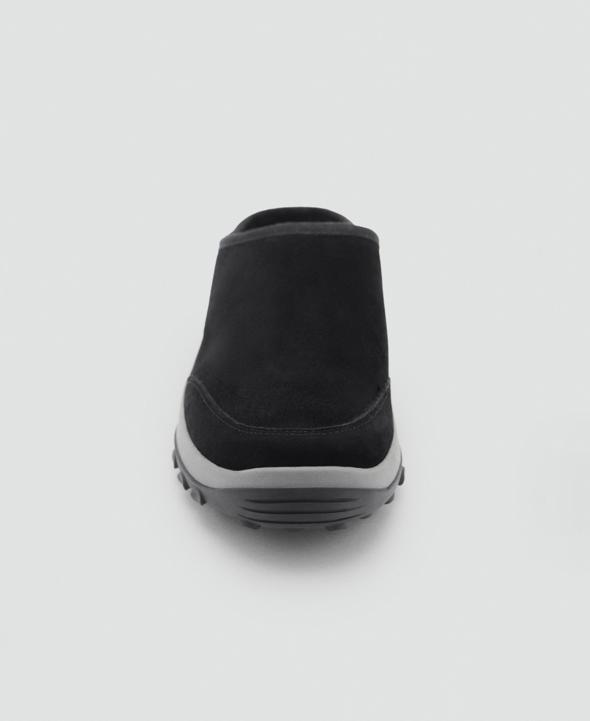 Mango Leather Clog With Track Sole Black In Black