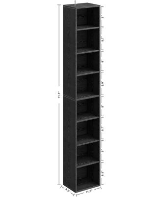 Tall Narrow Bookshelf 8 Tiers, Compact Corner Bookcase