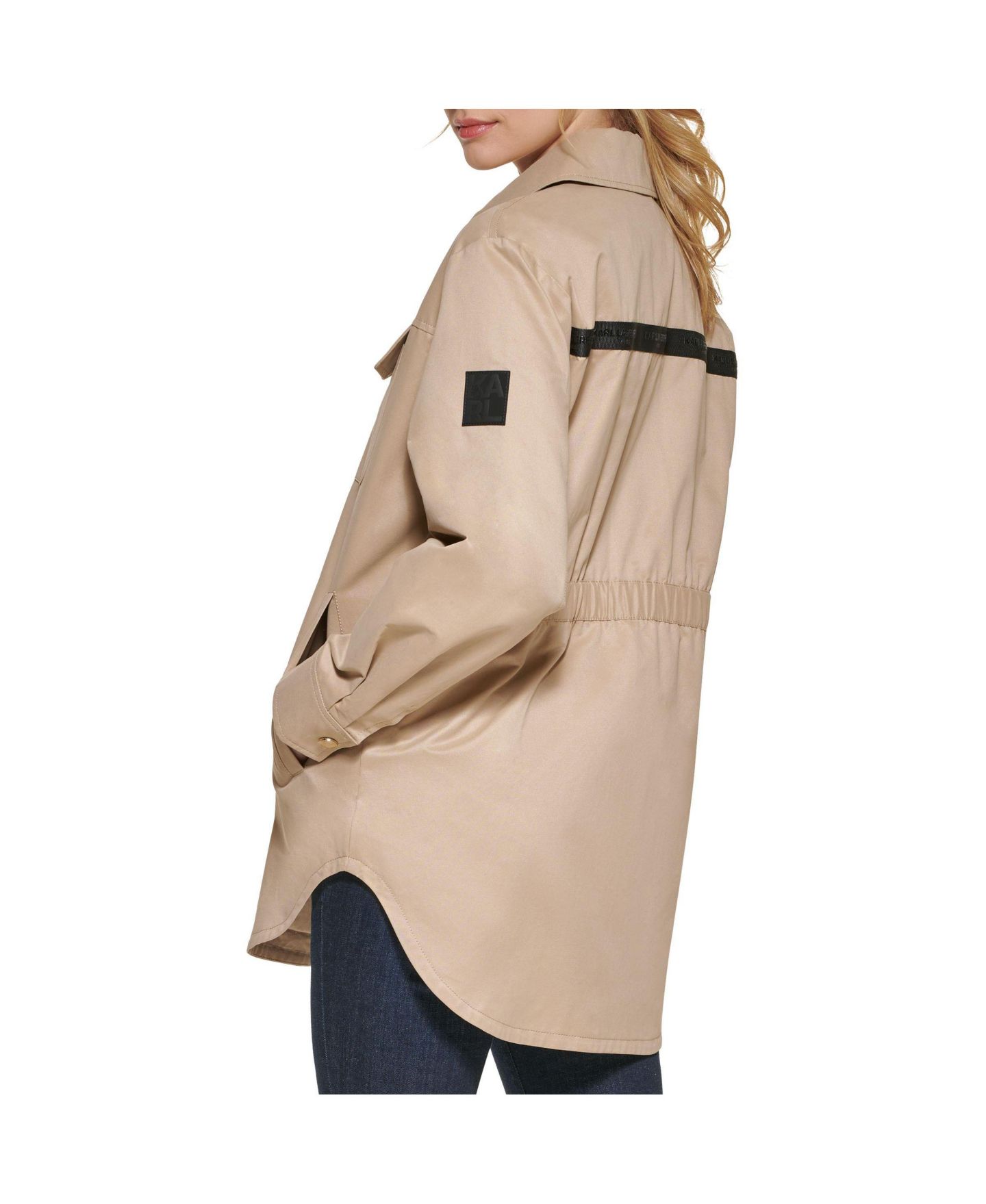 Женская куртка KARL LAGERFELD PARIS Oversized Shirt Jacket, цвет: Хаки — фото 3
