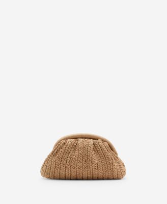 MANGO - Women's Natural Fiber Clutch Bag