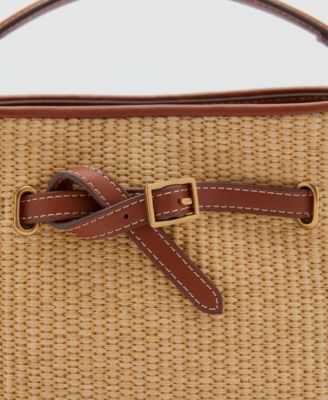 Women's Buckle Detail Canvas Bucket Bag