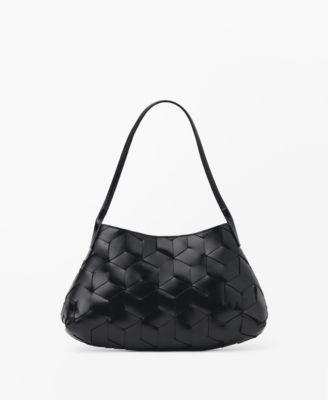 MANGO - Women's Braided Leather Shoulder Bag