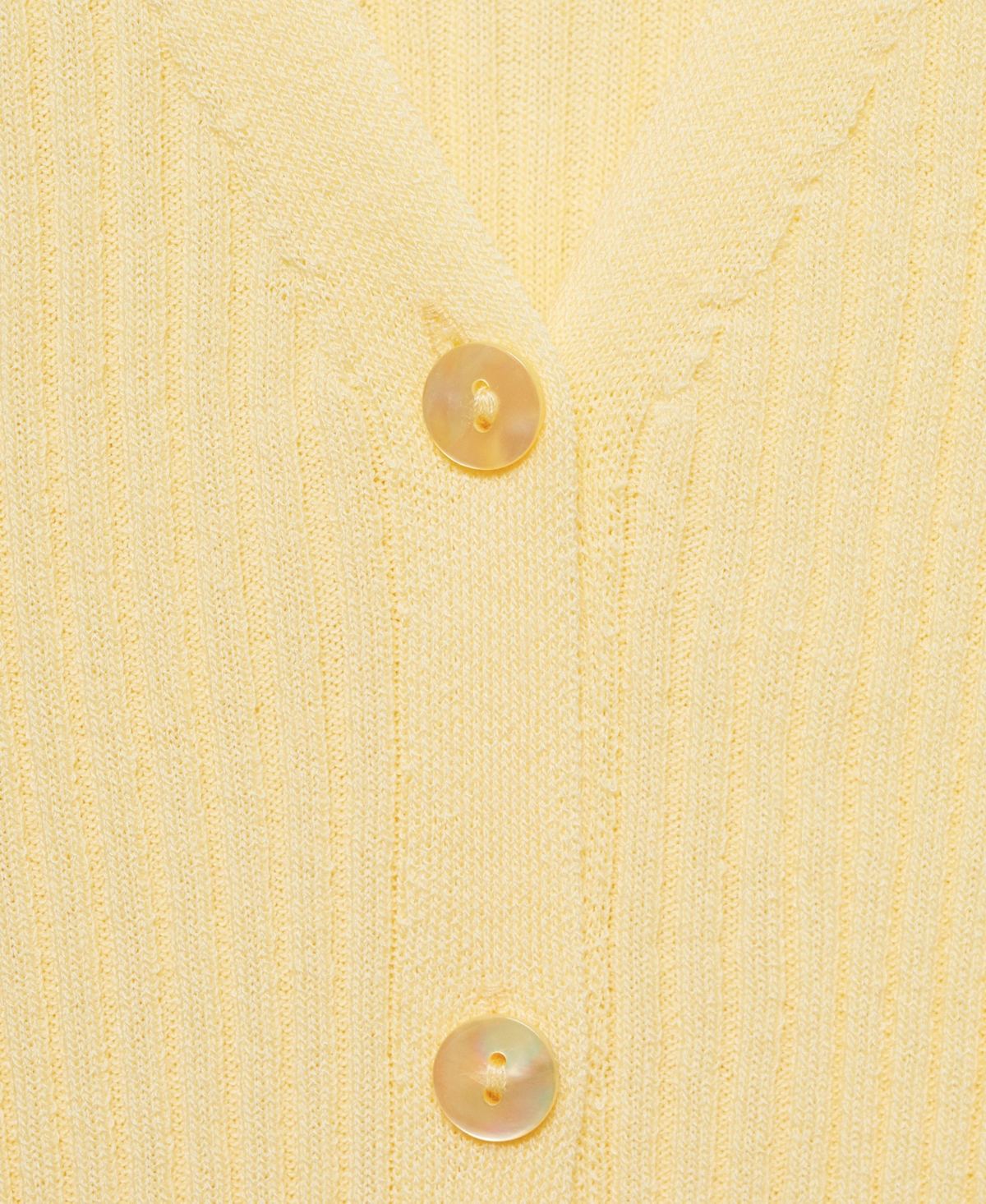 Mango V-neck Rib-knit Cardigan Pastel Yellow In Pastel Yellow