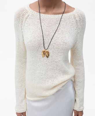 MANGO - Women's Round-Neck Crochet Sweater