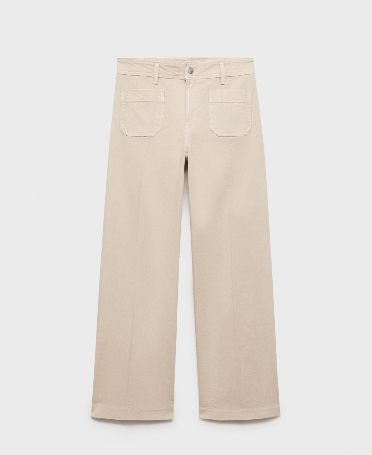 Mango Patch Pocket High Waist Wide Leg Jeans In Neutral