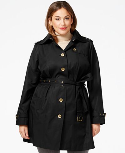 MICHAEL Michael Kors Plus Size Satin Trench Coat - Coats - Women - Macy's