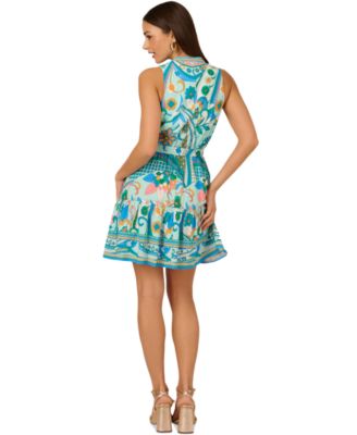 by Adrianna Papell Women's Printed Sleeveless A-Line Dress