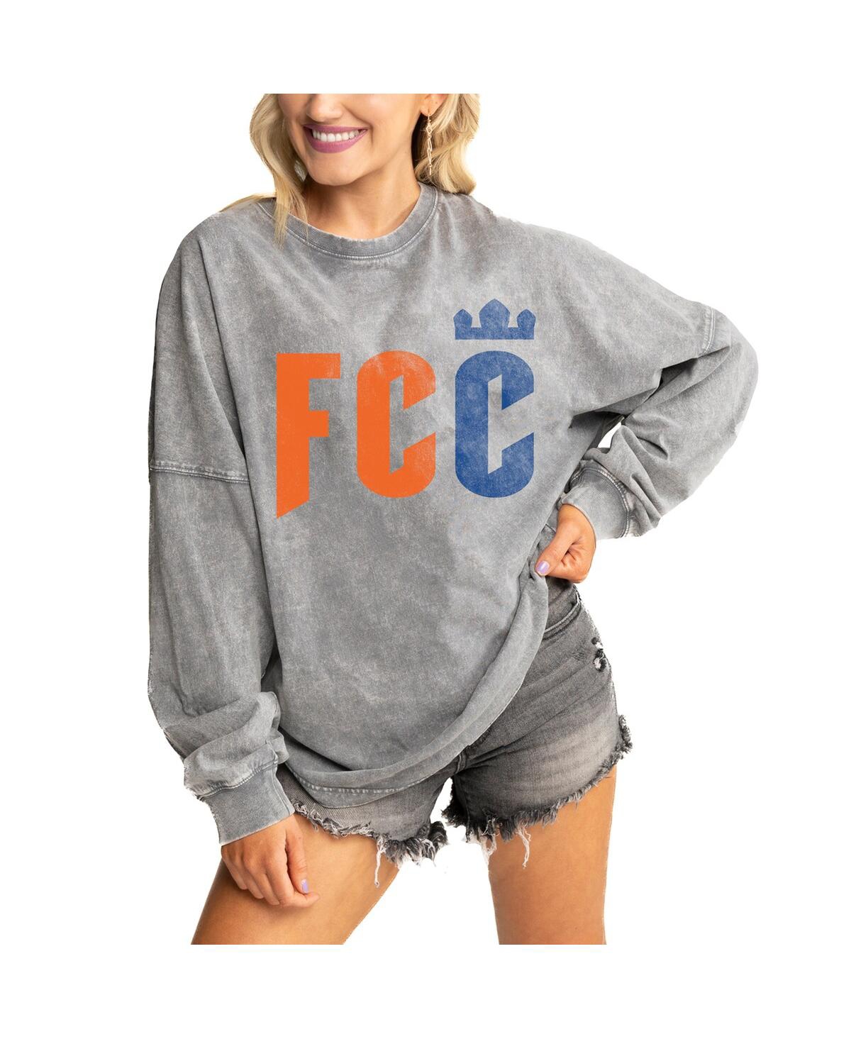 Shop Gameday Couture Women's Gray Fc Cincinnati Faded Wash Pullover Sweatshirt