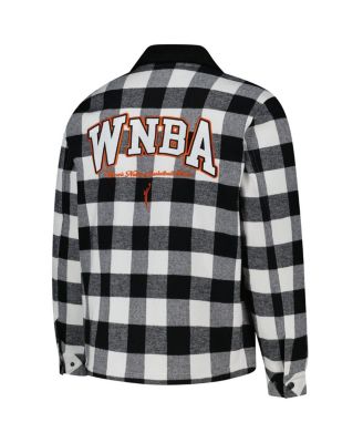 Men's and Women's Black/White WNBA Gear Flannel Full-Zip Shacket