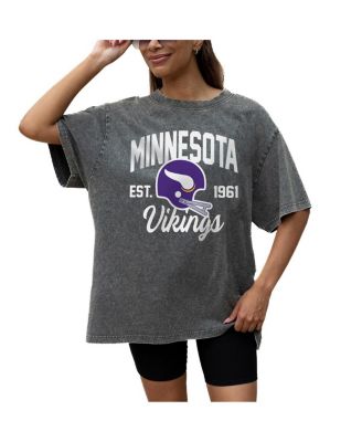 Gameday Couture - Women's Grey Minnesota Vikings Throwback Oversized Snow Wash T-Shirt