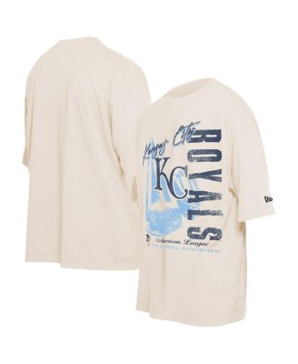 New Era - Men's Cream Kansas City Royals Cooperstown Collection Oversized Throwback Distressed T-Shirt