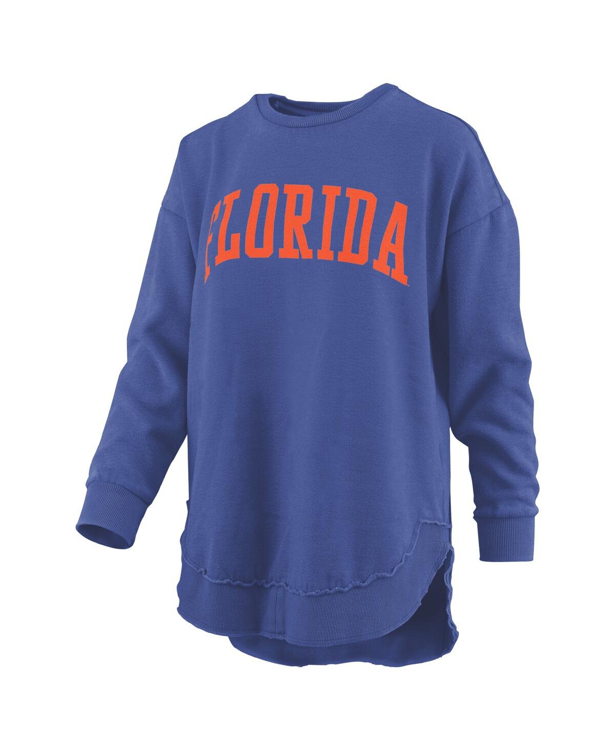 Pressbox Women's Royal Florida Gators Melange Poncho Vintage Fleece Long Sleeve Pullover Sweatshirt In Royal