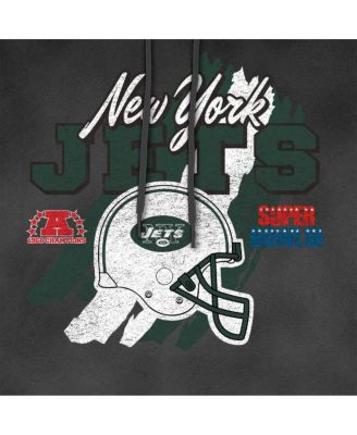 Men's Black New York Jets Identity Helmet Enzyme Washed Pullover Hoodie