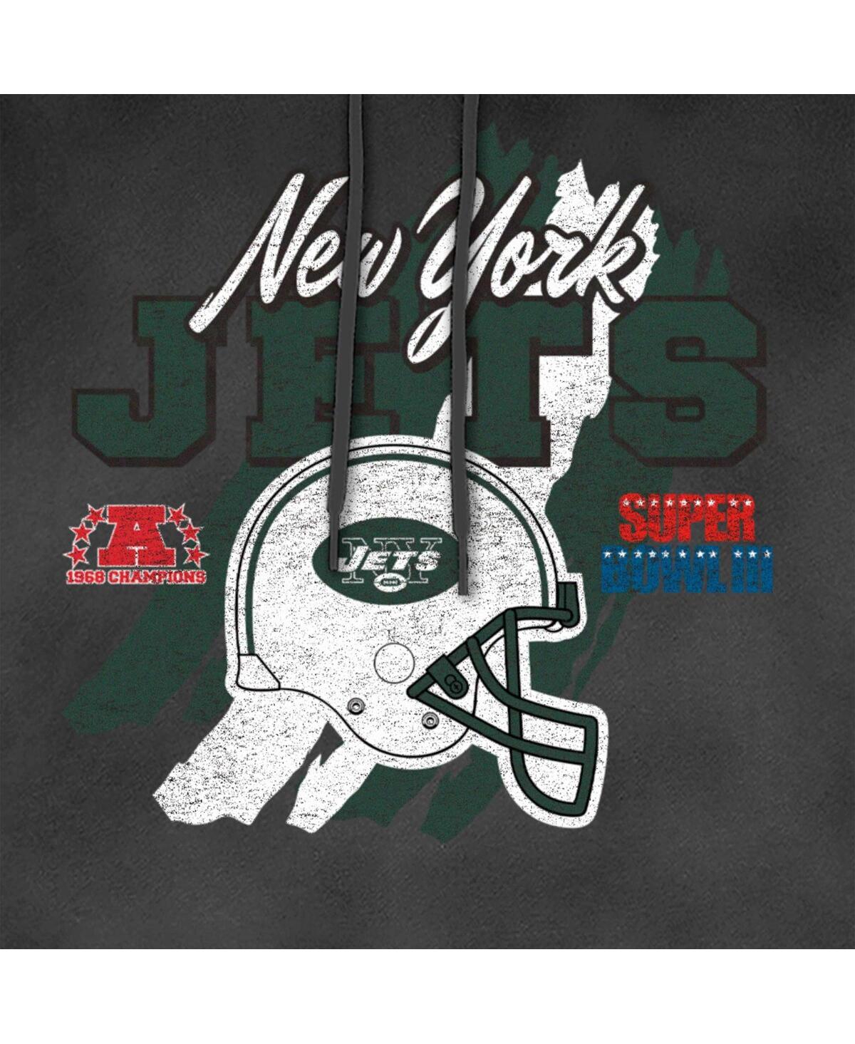 New Era Men's Black New York Jets Identity Helmet Enzyme Washed Pullover Hoodie In Black