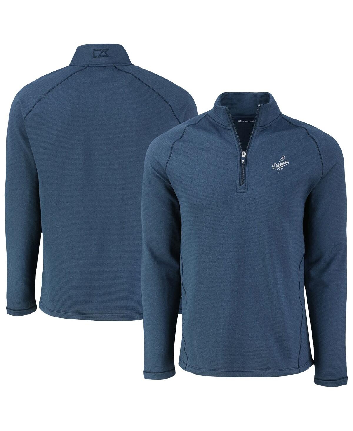 Men's Heather Navy Los Angeles Dodgers Peshastin Eco Fleece Raglan Quarter-Zip Top - Heather Navy