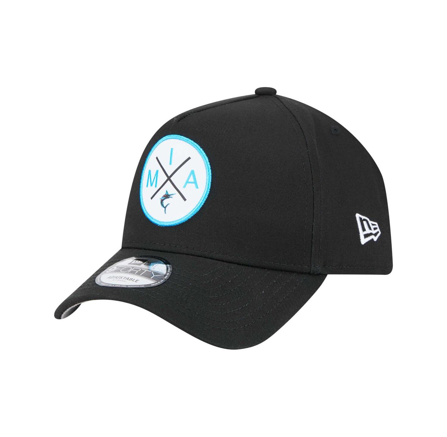 Men's Black Miami Marlins 9FORTY A-Frame Adjustable Hat