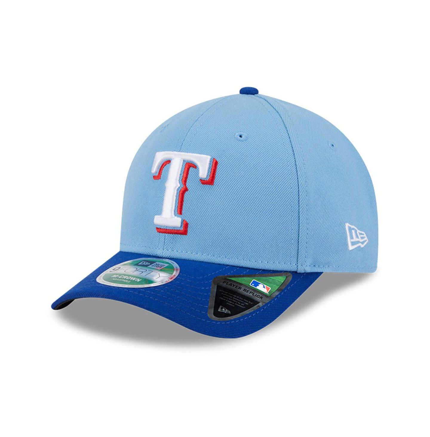 Мужская кепка New Era Light Blue Texas Rangers Player Replica 9FORTY Adjustable Hat — фото 1