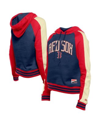 New Era - Women's Navy Boston Red Sox Throwback Cropped Raglan Pullover Hoodie
