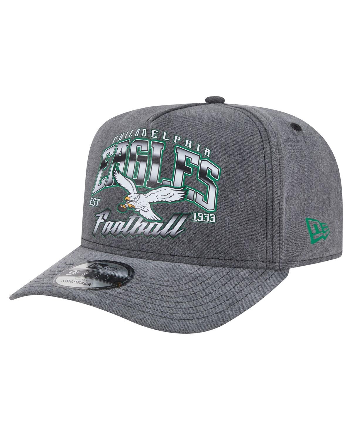 New Era Men's Black Philadelphia Eagles Throwback Washed A-frame 9fifty Snapback Hat In Black