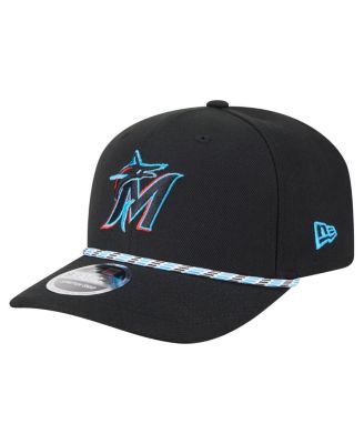 New Era - Men's Black Miami Marlins Multi-Rope 9SEVENTY Stretch-Snap Hat
