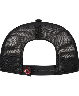 Men's Black Cincinnati Reds Retro Bold A-Frame Trucker 9FORTY Adjustable Hat
