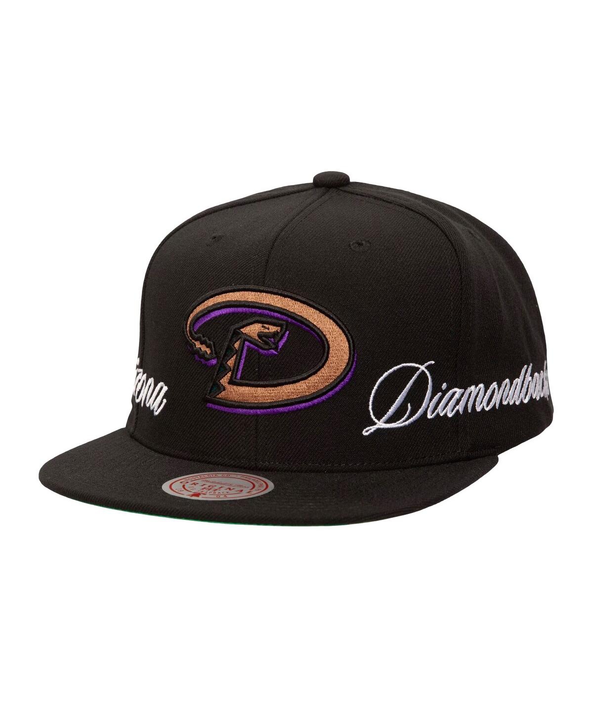 Mitchell & Ness Men's Black Arizona Diamondbacks Just Don X Mlb Lux Script Snapback Hat In Black