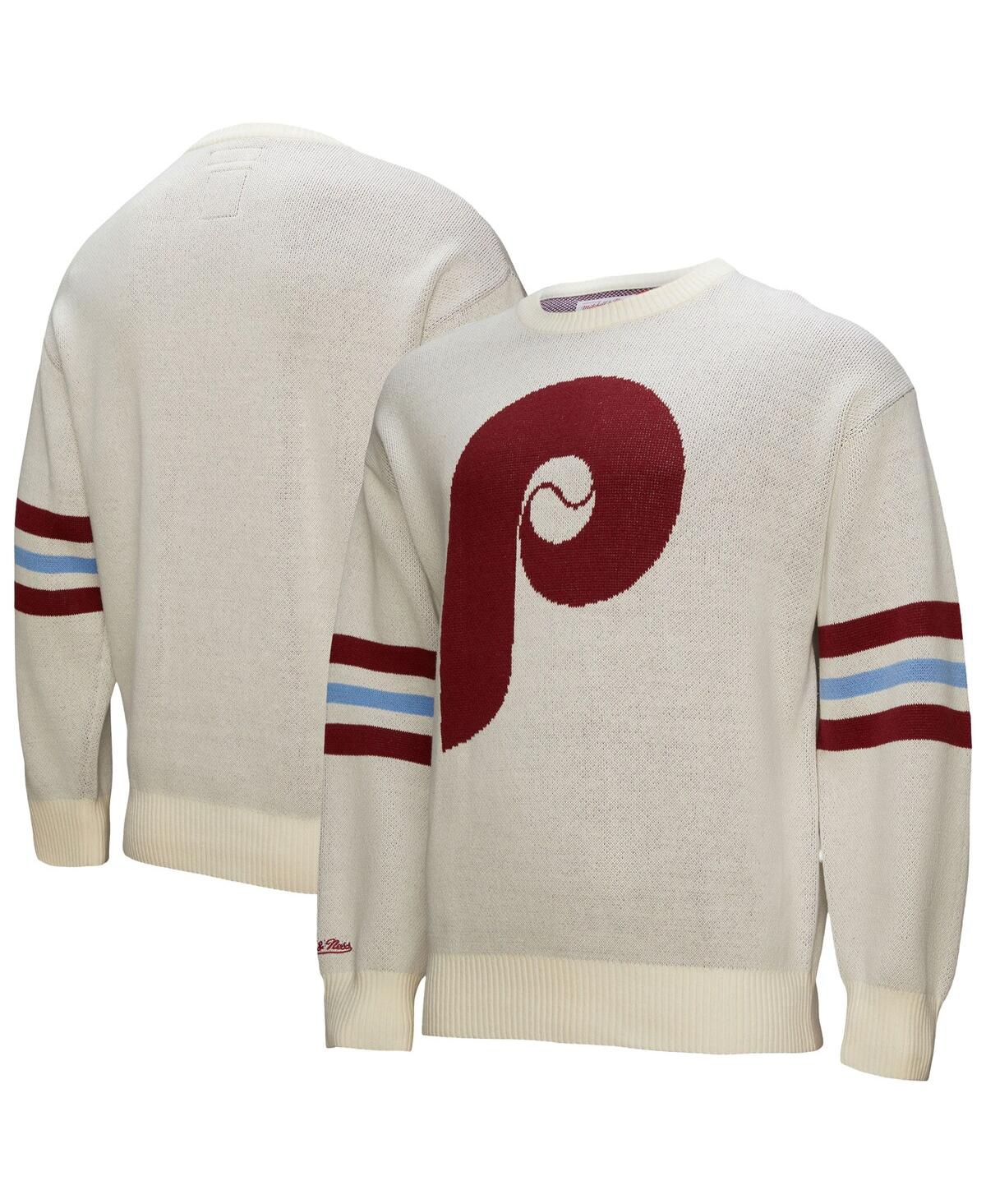 Men's Cream Philadelphia Phillies Retro Pullover Sweater - Cream