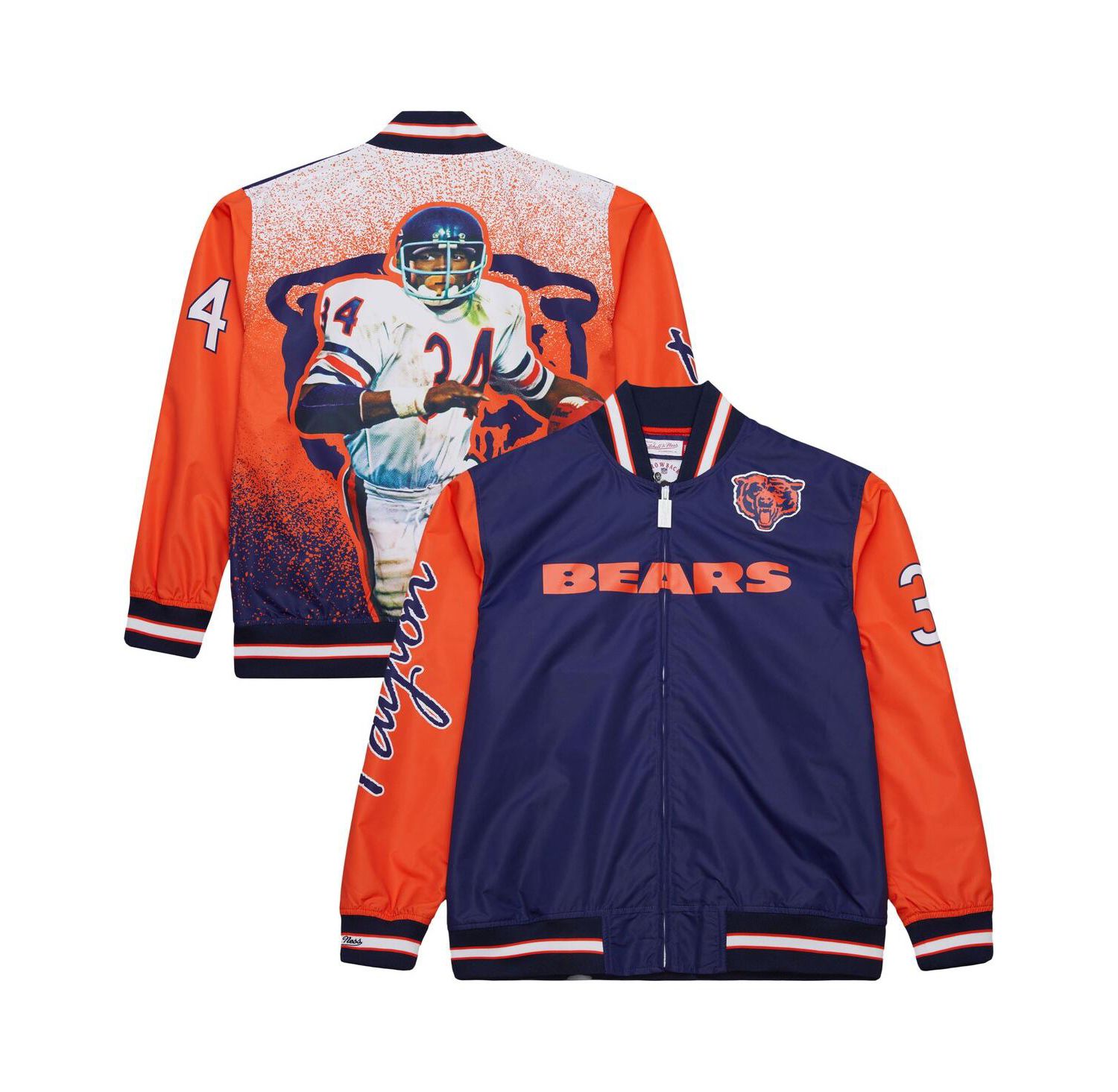 Men's Walter Payton Navy Chicago Bears Retired Player Graphic Full-Zip Satin Jacket